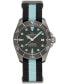 ფოტო #1 პროდუქტის Women's Swiss Automatic DS Action Diver Black & Blue Stripe Synthetic Strap Watch 38mm