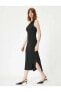 Фото #11 товара Платье средней длины с одним плечом и деталями из стекляруса Koton Tek Omuz Midi 4SAK80084EK черное