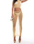 Фото #4 товара ASOS DESIGN co-ord sheer sparkle maxi skirt in gold