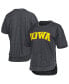 Women's Black Distressed Iowa Hawkeyes Arch Poncho T-shirt