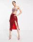 Фото #2 товара Collective the Label exclusive midaxi sequin skirt in red