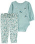 Фото #2 товара Baby 2-Piece Floral Bodysuit Pant Set NB