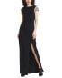 Emily Shalant Crystal Cap Sleeved Stretch Crepe Gown Women's 8