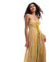 Фото #3 товара Free People striped poplin cami maxi dress in yellow multi