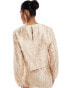 Фото #6 товара & Other Stories co-ord hairy texture jacquard long sleeve top in beige