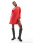 ASOS DESIGN dropped 3/4 length mini sweat dress in red