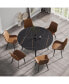 Фото #1 товара 59.05" Modern Man-Made Stone Round Black Metal Dining Table-Position For 6 People