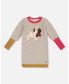 Фото #1 товара Big Girls Long Sleeve Knit Dress With Pug Beige Mix