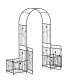 87" Garden Arbor Arched Lockable Gate Top Arbor Trellis with Side Planters