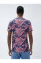 Футболка Koton Leaf Print Bisiklet Yaka Slim Fit Short Sleeve