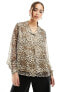 Y.A.S sheer open neck chuck on shirt in leopard print