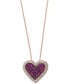 ფოტო #1 პროდუქტის EFFY® Ruby (3/8 ct. t.w.) & Diamond (1/3 ct. t.w.) Heart Halo Cluster 18" Pendant Necklace in 14k Rose Gold