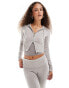 Lioness knit zip through hoodie co-ord in light grey grau, XXS - EU 32 - фото #1