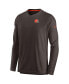 Men's Brown Cleveland Browns 2022 Sideline Coach Chevron Lock Up Performance Long Sleeve V-Neck T-shirt