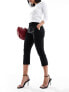 Фото #1 товара Miss Selfridge bengaline extended tab capri trouser in black