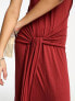 Фото #3 товара ASOS DESIGN crew neck sleeveless midi dress with sarong tie skirt in terracotta