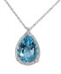 ფოტო #1 პროდუქტის Blue Topaz (24 ct. t.w.) & White Topaz (1/2 ct. t.w.) 18" Pendant Necklace in Sterling Silver