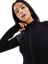 ASOS 4505 Petite seamless rib long sleeve all in one with zip front in black