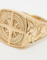 Фото #2 товара ASOS DESIGN waterproof stainless steel signet ring with compass design in gold tone