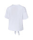 ფოტო #2 პროდუქტის Women's White Michigan Wolverines Striped Front Knot Cropped T-shirt