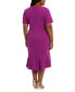 ფოტო #2 პროდუქტის Plus Size Scuba-Crepe Short-Sleeve Fit & Flare Dress