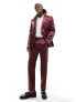 Фото #1 товара ASOS DESIGN skinny satin suit trouser in burgundy