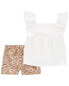 Фото #6 товара Toddler 2-Piece Crinkle Jersey Top & Pull-On Shorts 2T