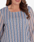 Фото #3 товара Plus Size Scottsdale Vertical Texture Woven Trim Top with Necklace