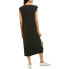 Lilla P 274941 Women V-Neck Rib Sleeve Midi Dress Black LG