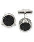 ფოტო #1 პროდუქტის Stainless Steel Polished Grooved Round Black plated Cufflinks