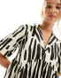 Фото #6 товара ASOS DESIGN smock mini shirt dress with revere collar mono abstract print