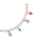 Gold-Tone or Silver-Tone Cultured Pearl And Glass Bead Charm Truvy Anklet