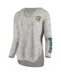 ფოტო #3 პროდუქტის Women's Gray Oregon Ducks Space Dye Lace-Up V-Neck Long Sleeve T-shirt