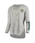 Фото #3 товара Women's Gray Oregon Ducks Space Dye Lace-Up V-Neck Long Sleeve T-shirt