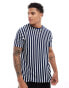 Brave Soul verticle stripe t-shirt in navy & white