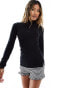 River Island brushed high neck long sleeve top in black