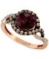 ფოტო #1 პროდუქტის Raspberry Rhodolite (1-3/4 ct. t.w.) & Diamond (3/8 ct. t.w.) Halo Twist Ring in 14k Rose Gold