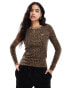 Фото #1 товара Levi's batwing logo cheetah print long sleeve t-shirt in brown