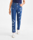 ფოტო #3 პროდუქტის Petite High-Rise Floral-Motif Straight Jeans, Created for Macy's