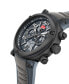 ფოტო #2 პროდუქტის Men's Partenza Collection Chronograph Timepiece Black Silicon with Gray Leather Strap Watch, 49mm