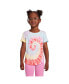 Child Girls Short Sleeve Curved Hem Graphic Tee Shirt