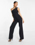 Фото #8 товара Vesper Petite one slash shoulder jumpsuit in black