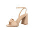 Фото #3 товара Sam & Libby Jordan Women's Blonde Leather Chunky Heel Ankle Strap Sandal Size 10