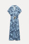 PRINTED LINEN BLEND SHIRT DRESS