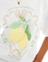 Фото #2 товара JJXX oversized t-shirt with lemon chest print in white