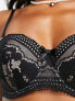 Hunkemoller Kelly lace padded balcony bra with removeable straps in black