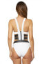 Фото #3 товара Jets Womens Swimwear Solid White Plunge V Neck Zip Up Cut Out One Piece Size 4