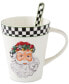 Christmas Tree Santa Black & White Porcelain Mug & Spoon Set