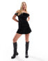 COLLUSION velvet off the shoulder mini dress in black