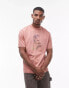 Topman oversized fit t-shirt with front and back pressed floral print in pink